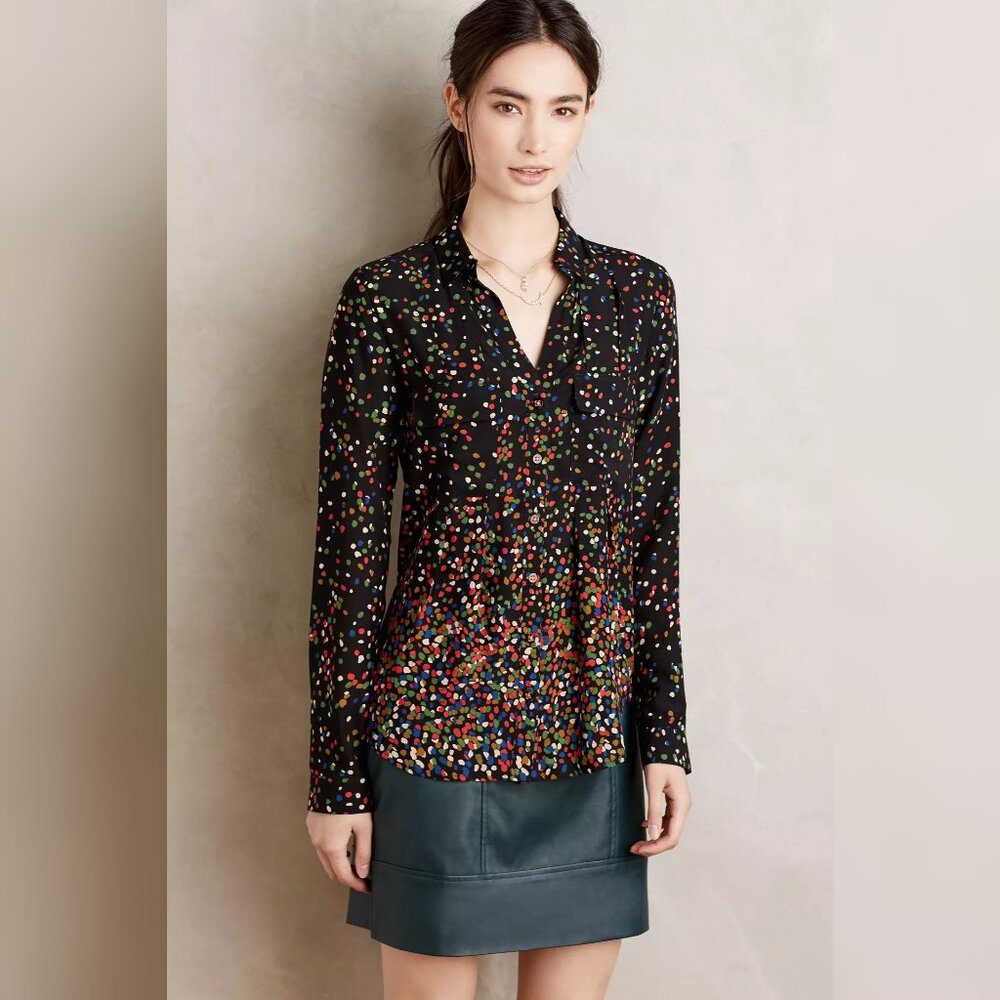 { Anthropologie } Wynwood Button Down Black Confetti